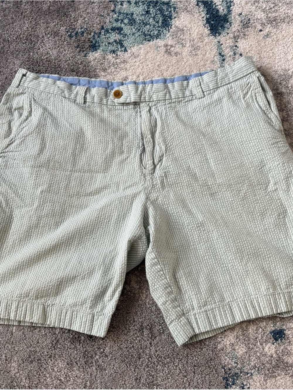 BROOKS BROTHERS 40 Bermuda seersucker green stripe shorts